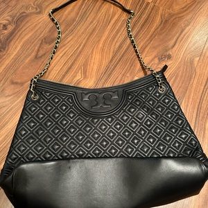 Tory Burch black Fleming tote